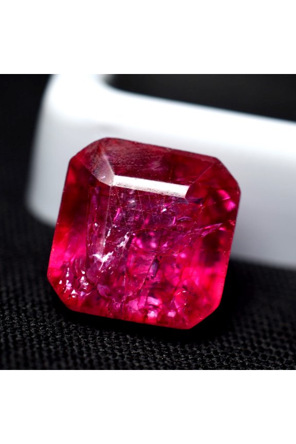 Genuine Pink Ruby 11.23 Ct Natural Square Cut CERTIFIED Loose Gemstone For Ring