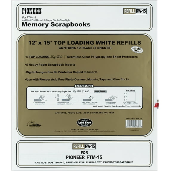 Pioneer Universal Top-Loading Page Protectors 5/Pkg-12"X15" (W/White Inserts)