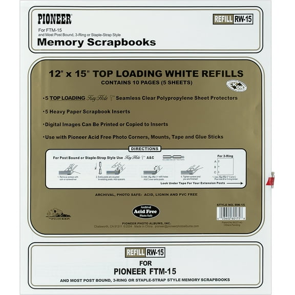 Pioneer Universal Top-Loading Page Protectors 5/Pkg-12"X15" (W/White Inserts)