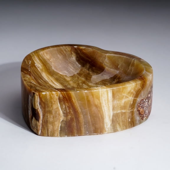 Genuine Polished Banded Calcite Heart Dish (1.9 lbs)