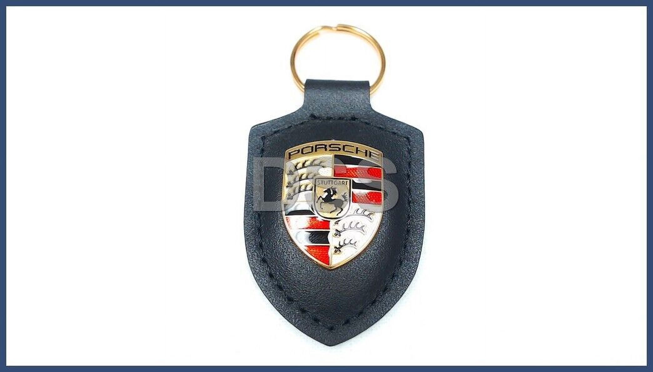 Genuine Porsche Key Chain Keyring Leather Crest Black Emblem OE WAP0500900E