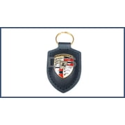 Genuine Porsche Key Chain Keyring Leather Crest Black Emblem OE WAP0500900E