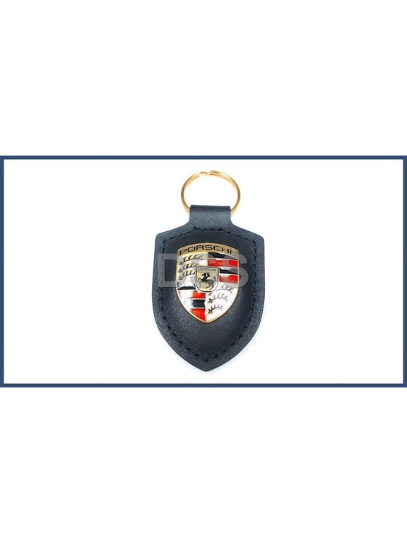 Genuine Porsche Key Chain Keyring Leather Crest Black Emblem OE WAP0500900E