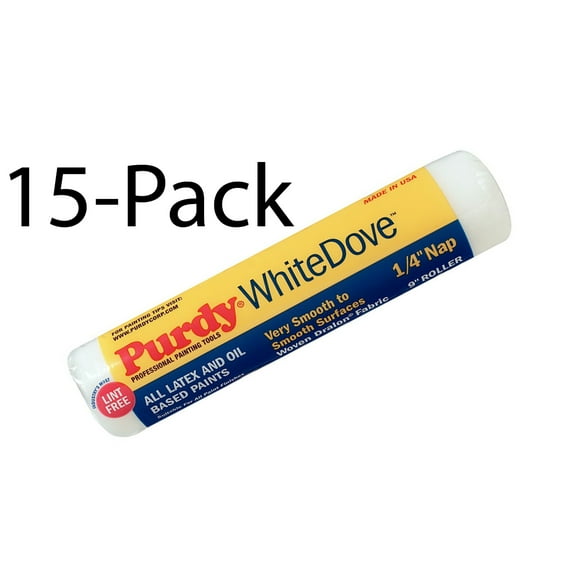 Genuine Purdy 15 Pack White Dove 9" x 1/4" Nap Roller Covers 144662091-15PK