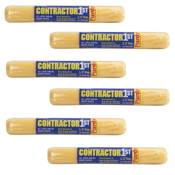 Genuine Purdy 6 Pack Contractor 1st 18" x 1/2" Nap Roller Covers 144688183-6PK
