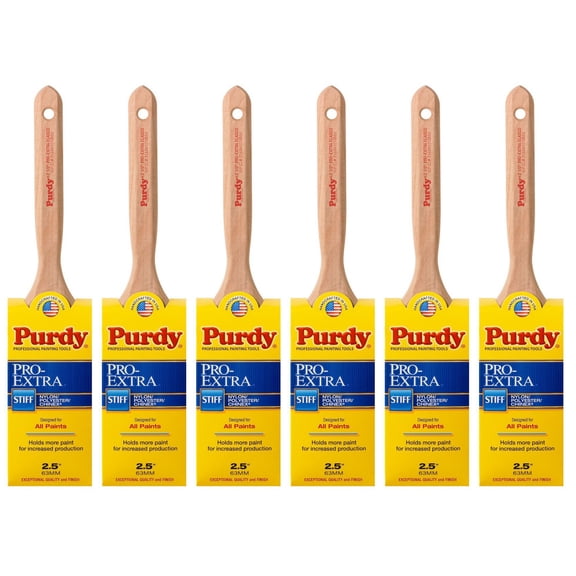 Genuine Purdy 6 Pack Pro-Extra Elasco Flat 2-1/2" Paint Brushes 144100725-6PK
