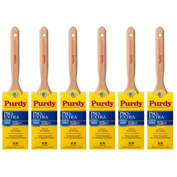 Genuine Purdy 6 Pack Pro-Extra Elasco Flat 2-1/2" Paint Brushes 144100725-6PK