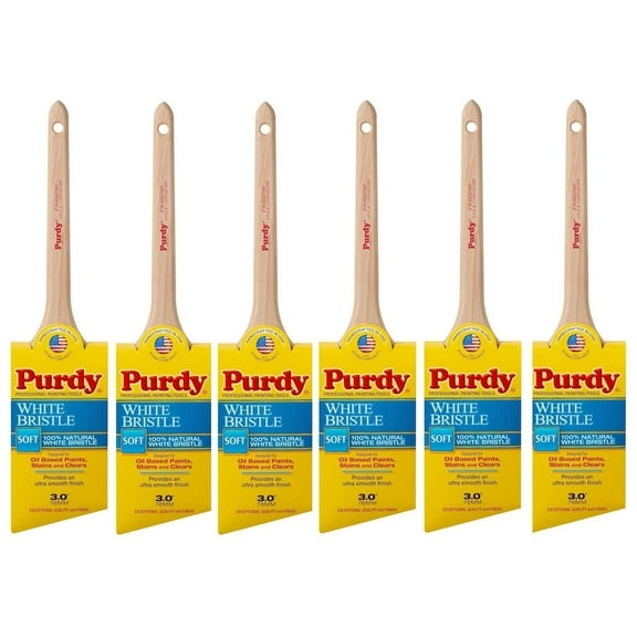 Genuine Purdy 6 Pack White Bristle Adjutant Angular 3" Paint Brushes 144024430-6PK