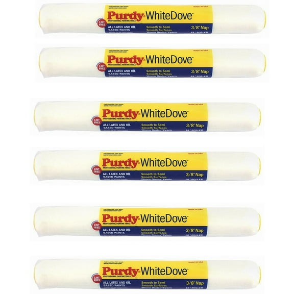 Genuine Purdy 6 Pack White Dove 18" x 3/8" Nap Roller Covers 144670182-6PK
