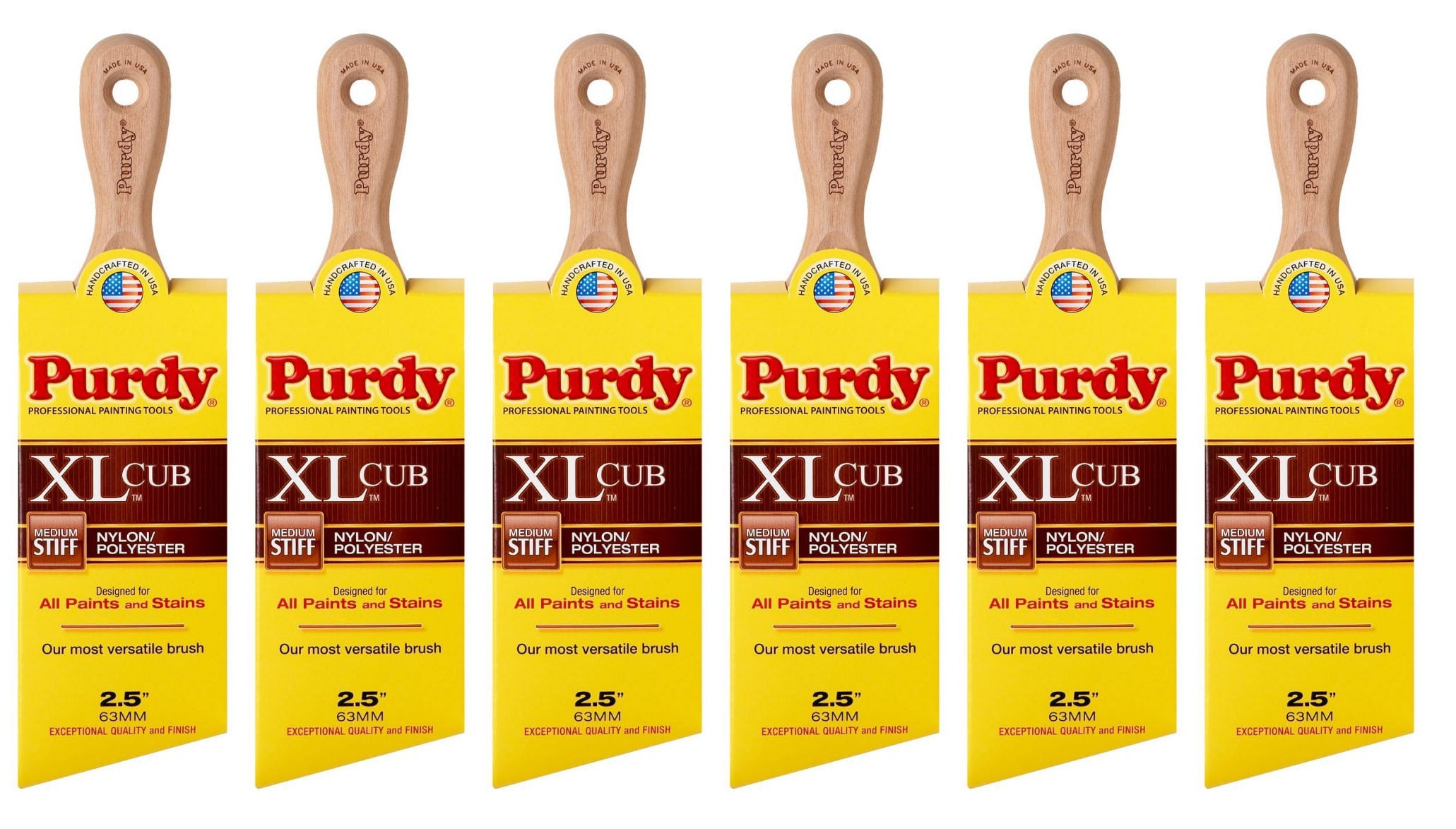 Genuine Purdy 6 Pack XL Cub Angular 2-1/2" Paint Brushes 144153325-6PK