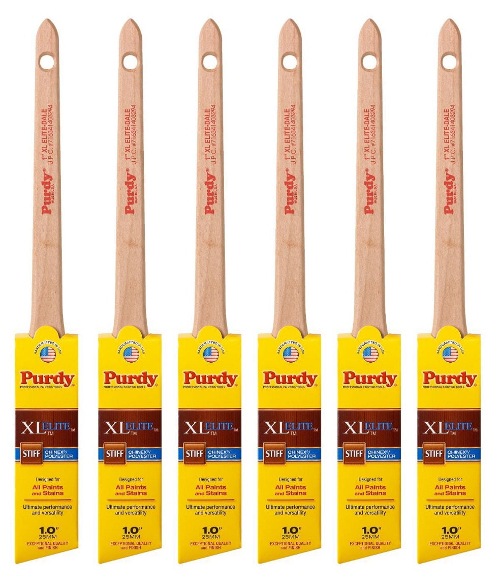 Genuine Purdy 6 Pack XL Elite Dale Angular 1" Paint Brushes 144080510