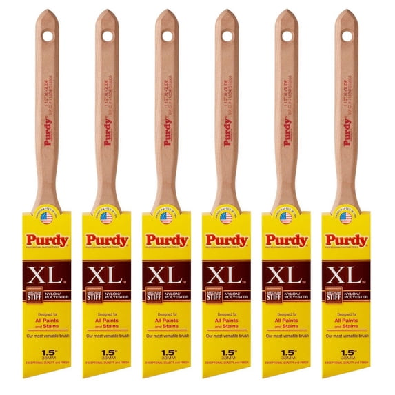 Genuine Purdy 6 Pack XL Glide Angular 1-1/2" Paint Brushes 144152315-6PK