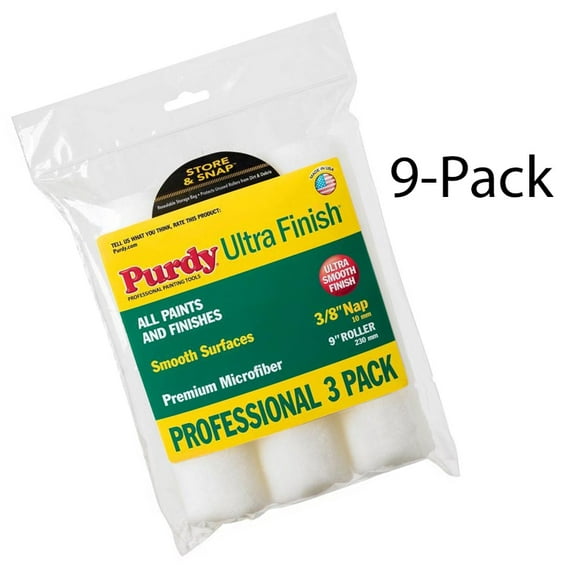 Genuine Purdy 9 Sets of Ultra Finish 3 Multi-Pack 9" x 3/8" Nap Roller Covers 14F878000-9PK