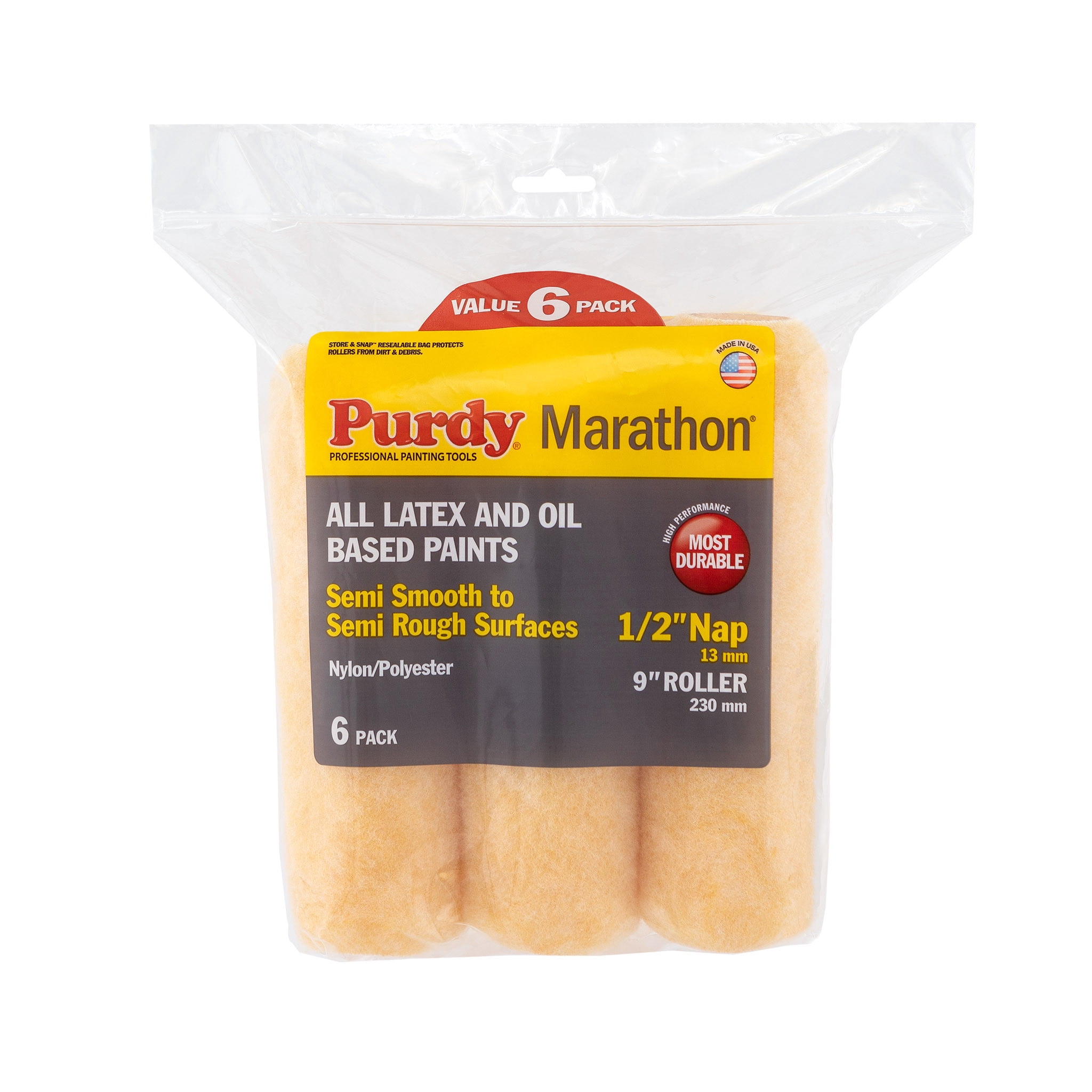 Purdy Marathon Roller Cover, 9 in. x 1/2 in., 6 count