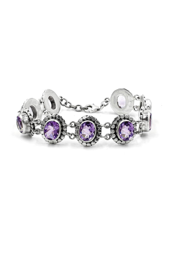 Amethyst Bracelet for Women Handmade 925 Sterling Silver Adjustable Tribal Gypsy Designer Jewelry Gift
