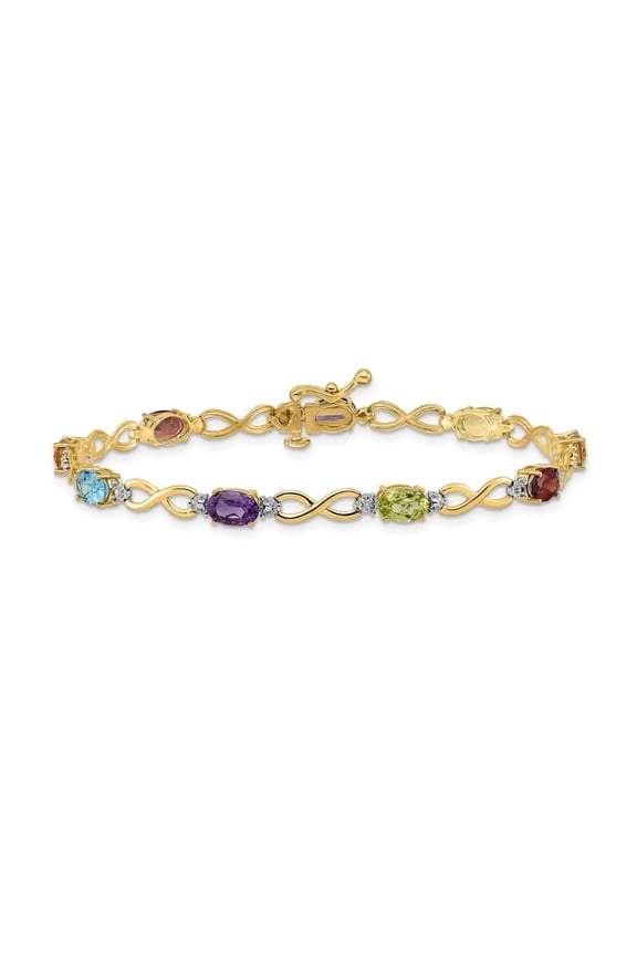 Women's Multi-Gemstone Infinity Bracelet 4.5 Carat 10K Yellow Gold Wedding Gift for Wife
