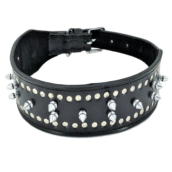 Genuine Real LEATHER Dog Collar Rivet Studded Spike for Medium and Large Pet
