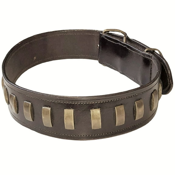 Genuine Real LEATHER Heavy Duty Dog Collar For Medium LARGE Pet Rivet Bronze sz M (NECK 12' - 15")