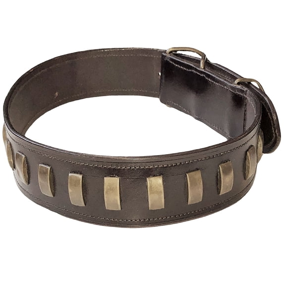 Genuine Real LEATHER Heavy Duty Dog Collar For Medium LARGE Pet Rivet Bronze sz XXXL (NECK 19" - 24")