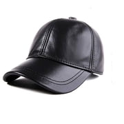Genuine Real Lambskin Leather Unisex Baseball Cap - 100% Sheepskin Adjustable Black