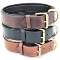 thumbnail image 1 of Genuine Real Leather Padded Dog Collar 1.5" Width Heavy Duty for Medium and Large Pet sz L (Neck 15" - 19"), 1 of 6