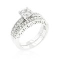 thumbnail image 1 of Genuine Rhodium Plated Engagement Ring Set with Round Cut Cubic Zirconia Set Along Filigree Shank with 1.6 Carat Center Stone in Silvertone - Size 6, 1 of 1