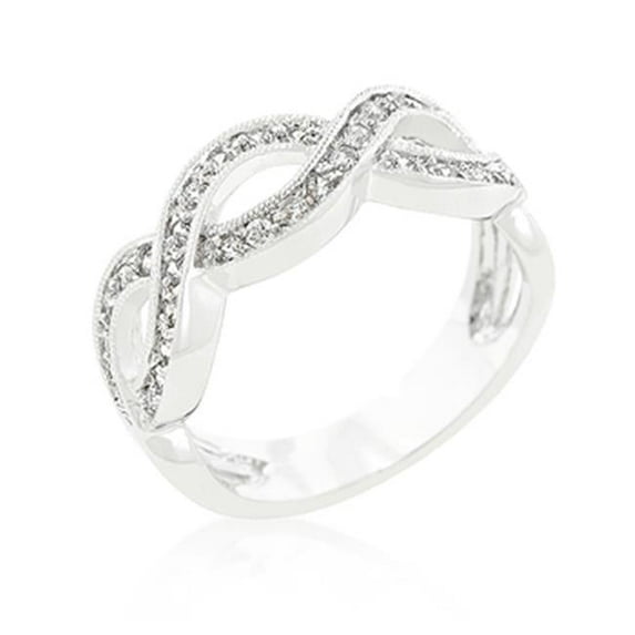 Genuine Rhodium Plated Infinity Band with Pave Cubic Zirconia Set in Silvertone - Size 9