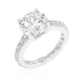 thumbnail image 1 of Genuine Rhodium Plated Micropave Engagement Ring with Large 4 Carat Center Stone and Micropave Shank in Silvertone - Size 7, 1 of 1
