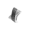 thumbnail image 1 of Genuine Rhodium Plated Ring with Black Jewelers Ink Accents Featuring a Crossed Pattern of Jet Black and Clear CZ in a Pave Setting in Silvertone- Size 9, 1 of 1