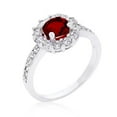 thumbnail image 1 of Genuine Rhodium Plated Ruby Red Halo Engagement Ring Featuring 2.1 Carats of Cubic Zirconia in Silvertone - Size 9, 1 of 1