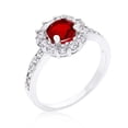 thumbnail image 1 of Genuine Rhodium Plated Ruby Red Halo Engagement Ring Featuring 2.1 Carats of Cubic Zirconia in Silvertone - Size 9, 1 of 1