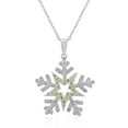 thumbnail image 1 of Genuine Rhodium Plated Snowflake Pendant with Pave Peridot and Clear Cubic Zirconia Set on 16 Inch + 3 Inch Extender Chain in Silvertone    Chain Included, 1 of 1