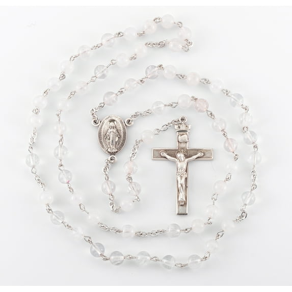 Genuine Rose Quartz Sterling Rosary | Made in USA | Catholic Rosary Beads | Velvet Gift Box | Catholic Sacramental