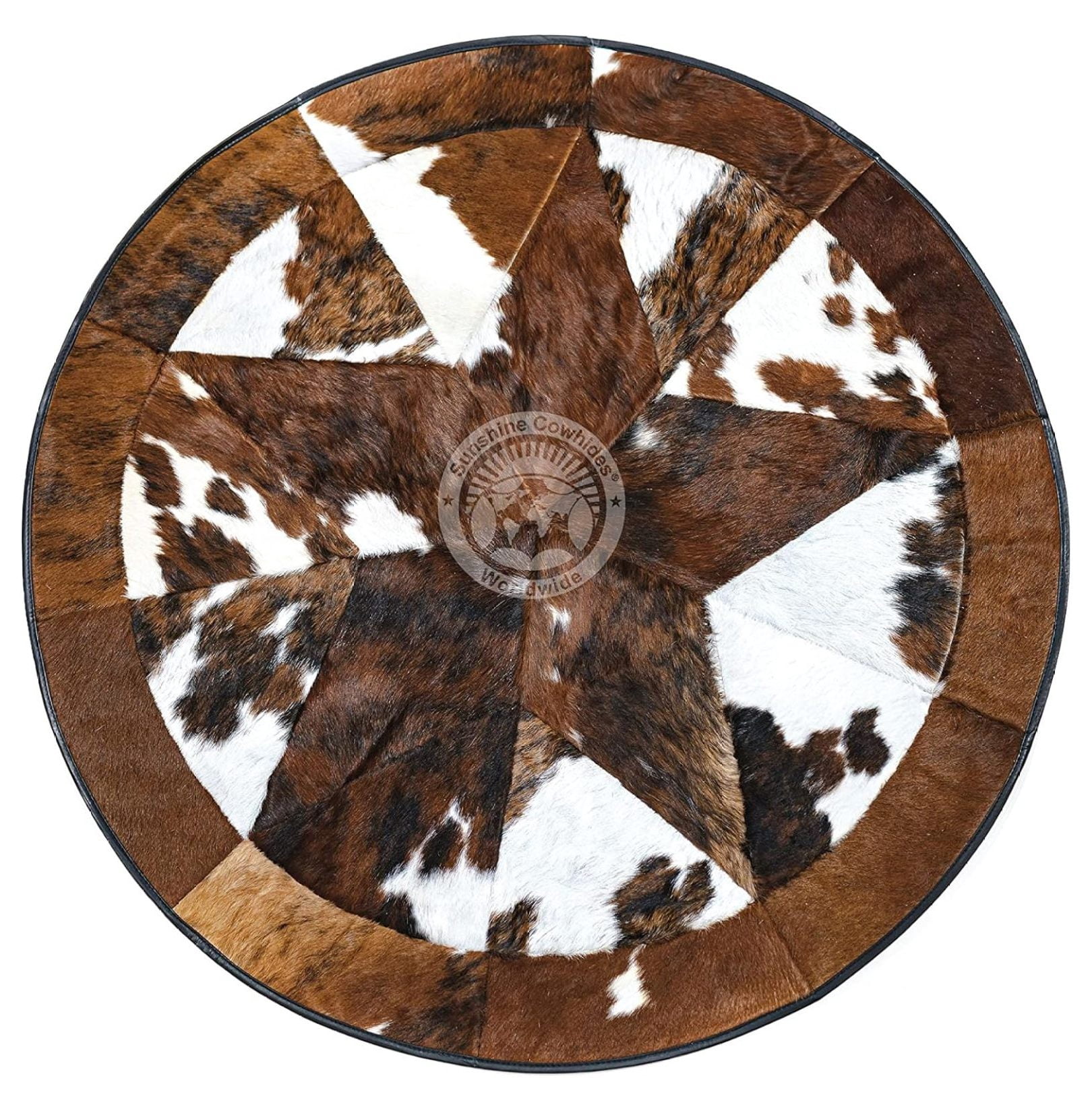 Round Hide Rugs Genuine Round Cowhide Rug Rodeo Star Patchwork 40