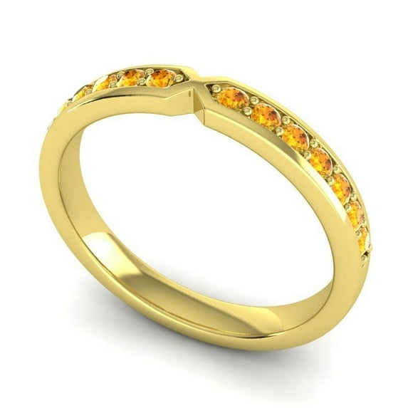 Genuine Round Cut 0.20 Ct Citrine Gemstone Bridal Eternity Band for Engagement Solid 14K Yellow Gold Size 8.5 by Diamond-Capitals