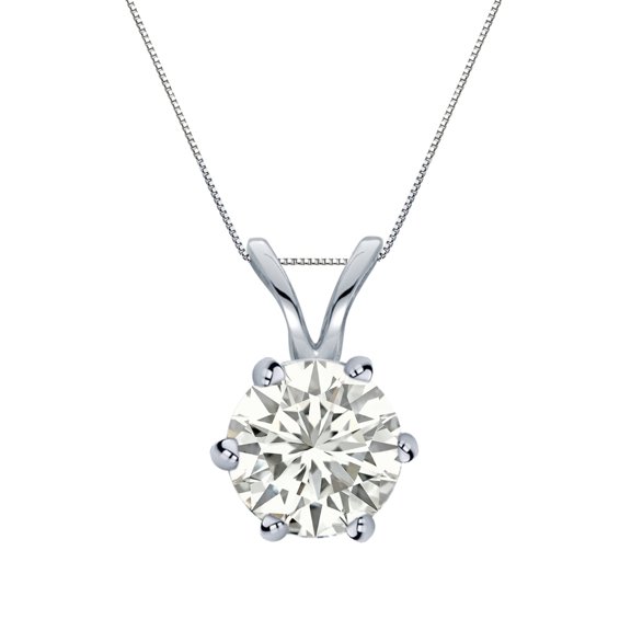 Genuine Round Shaped 0.75 Carat Cubic Zirconia 18 Inch Necklace In 14K White Gold Plated