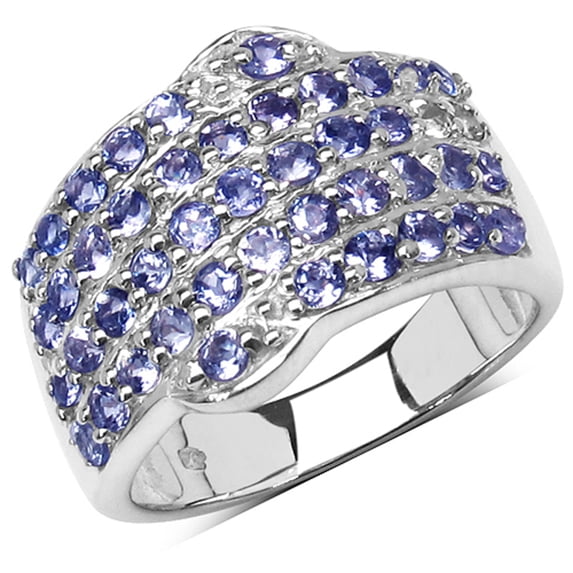 Genuine Round Tanzanite Ring in Sterling Silver - Size 6.00