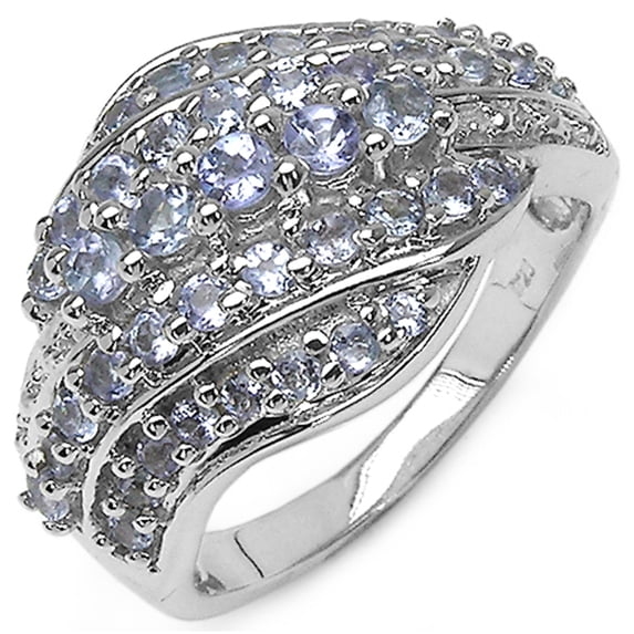 Genuine Round Tanzanite Ring in Sterling Silver - Size 7.00