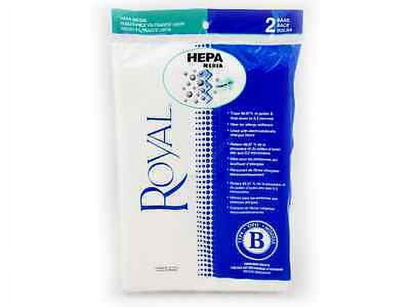 ROYAL Vacuum Cleaner Type B HEPA Bags - 3 Pack, For Top Fill Upright Models, 99.9% Filtration, Allergy Relief