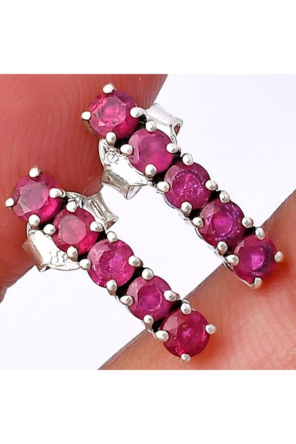 Genuine Ruby 925 Sterling Silver Earrings Jewelry DGE1070_E E-1063