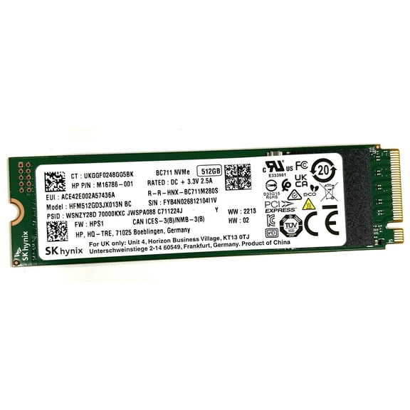 Genuine SKhynix  HP 512GB M16786-001 - M.2 NVME PCIE 80mm SSD HFM512GD3JX013N BC