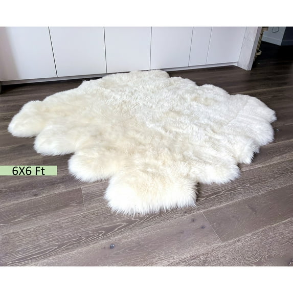 Genuine Sheepskin Area Rug Natural Wool Seat Cover Bedside Carpet w/Comb