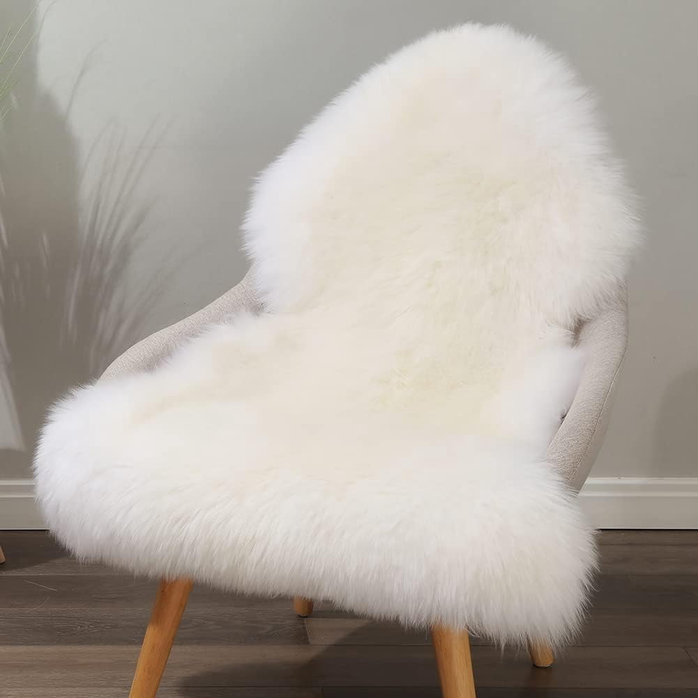Genuine Sheepskin Area Rug - 2x3 Feet, Natural Tan, Super Soft For Bedroom Or Couch