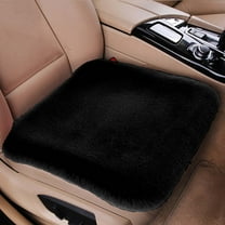 Genuine Sheepskin Car Seat Cushion Seat Covers for Cars Trucks SUV Comfort Seat Protector Pad for Car Driver Seat Car Accessories for Women Office Chair Car Decor (Black, Front Seat Cushion-1 Pc)