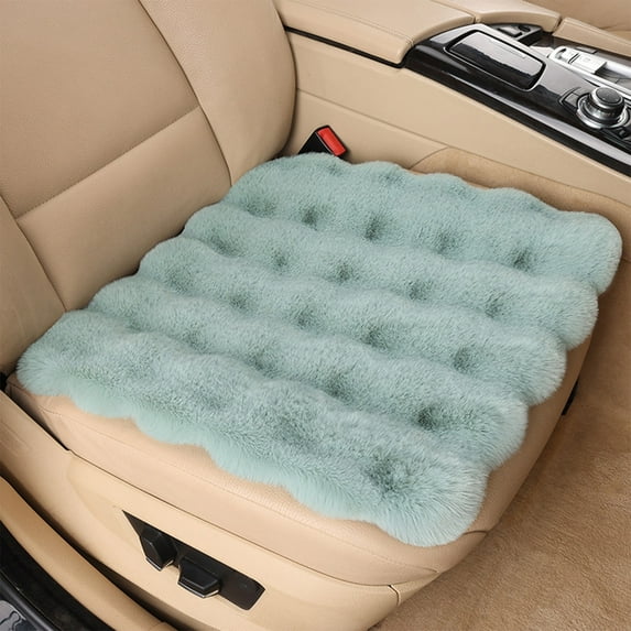 Genuine Sheepskin Car Seat Cushion Seat Covers for Cars Trucks SUV Comfort Seat Protector Pad for Car Driver Seat Car Accessories for Women Office Chair Car Decor (Green, Front Seat Cushion-1 Pc)
