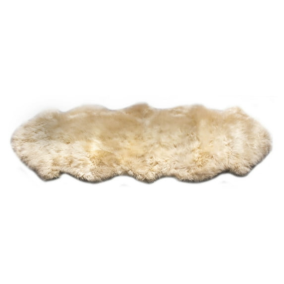 Genuine Sheepskin Rug Extra Soft Natural Pelt Champagne , Double Pelt 2' X 6'