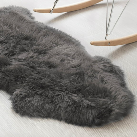 Genuine Sheepskin Rug Extra Soft Natural Pelt Dover Gray , Single Pelt 2' x 3'