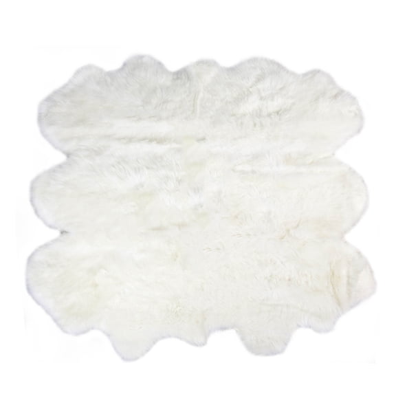 Genuine Sheepskin Rug Extra Soft Natural Pelt Ivory , Six Pelt 5' x 6'