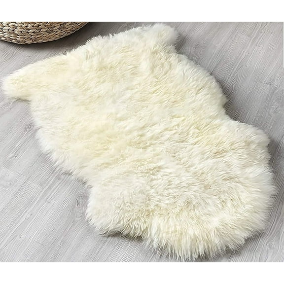 Genuine Sheepskin Rug, LED lighted Battery Operated, Thick Soft Luxurious Wool, Fur Area, Fluffy Thick Carpet, Decorative Rug, Approximately 2x3 ft