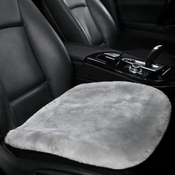 Genuine Sheepskin Seat Cushion Seat Covers for SUV Comfort Seat Protector Pad for Driver Seat Accessories for Women Office Chair Decor (Grey, Front Seat Cushion-1 Pc)